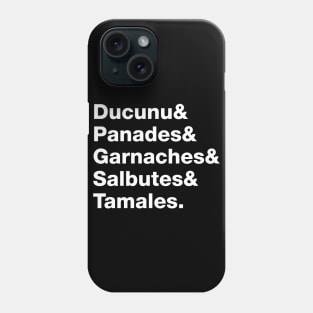 Belizean Specialty Food List in White Text Phone Case