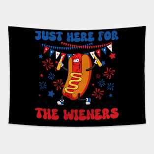 Hot Dog I'm Just Here For The Wieners 4Th Of July Tapestry