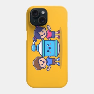 Cute Boy And Girl With Hand Sanitizer Bottle Phone Case