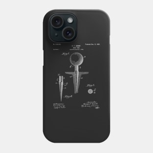 Golf Tee Patent - Golfing Tee Art - Black Chalkboard Phone Case