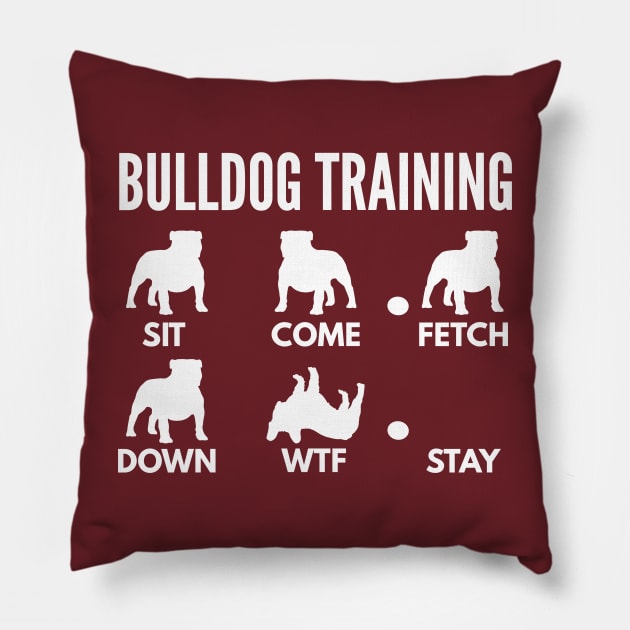 Bulldog Training English Bulldog Dog Tricks Pillow by DoggyStyles