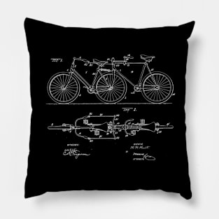 Tandem Bike Vintage Patent Drawing Pillow