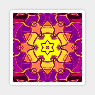 Cartoon Mandala Flower Yellow Purple and Pink Magnet