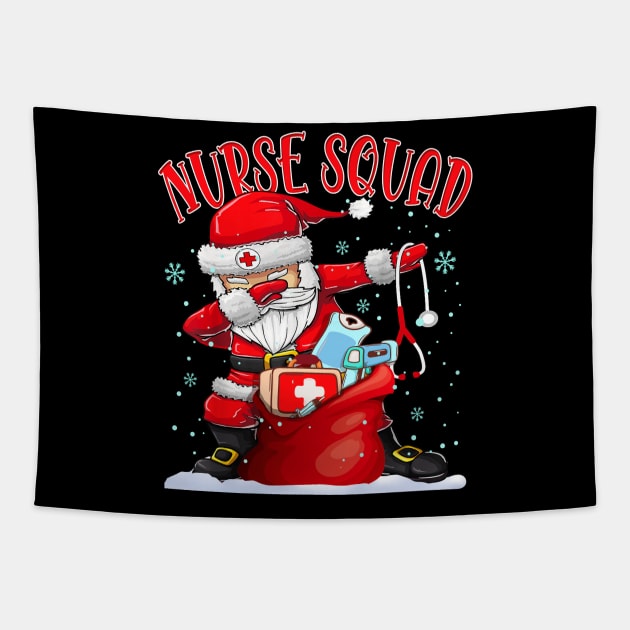 Nurse Squad Dabbing Santa Claus Christmas Tapestry by drreamweaverx