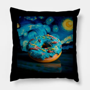 Funny Donut, Junk Food, Van Gogh Sugary Night Pillow