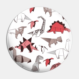 Origami dino friends // print // red white and beige dinosaurs Pin