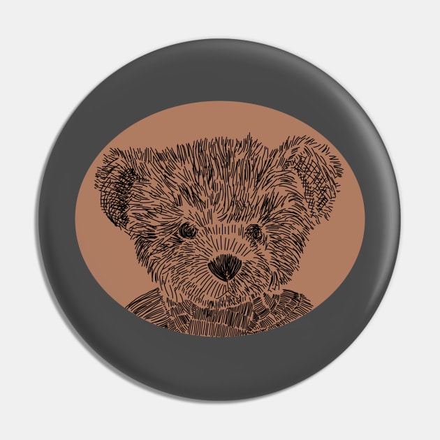 Sad Teddy Bear Pin by ellenhenryart