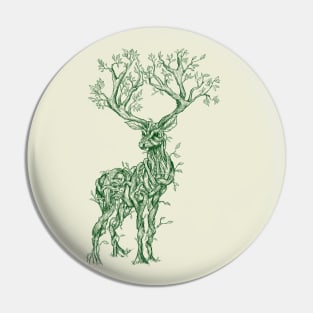 Vine Branch Stag (Dark Green) Pin