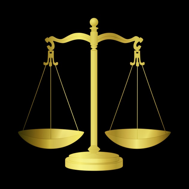 Gold Scales Of Justice on Black keeping law and Order by podartist