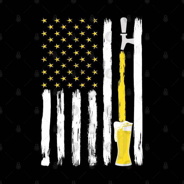 Craft Beer American Flag USA T-Shirt, 4th July Brewery T-Shirt by Pannolinno