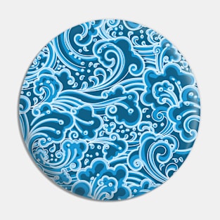 Blue Sea Wave Pattern Pin