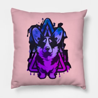 Cute Corgi Dog Triangle Stencil Design Pillow