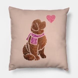 Newfoundland dog watercolour Pillow