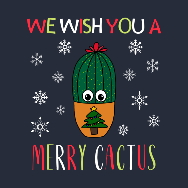 We Wish You A Merry Cactus - Cactus In Christmas Tree Pot by DreamCactus