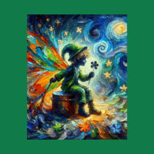 Shamrock Fairy in Starry Night T-Shirt