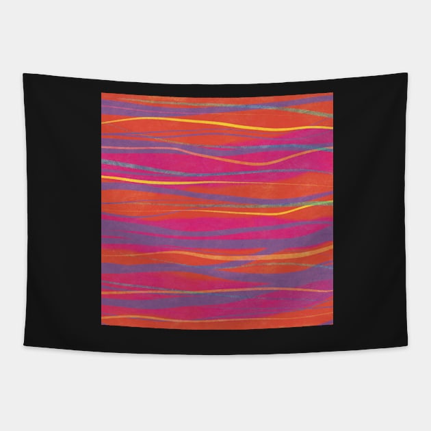 Pink, orange, yellow, violet watercolored horisontal striped pattern Tapestry by marina63