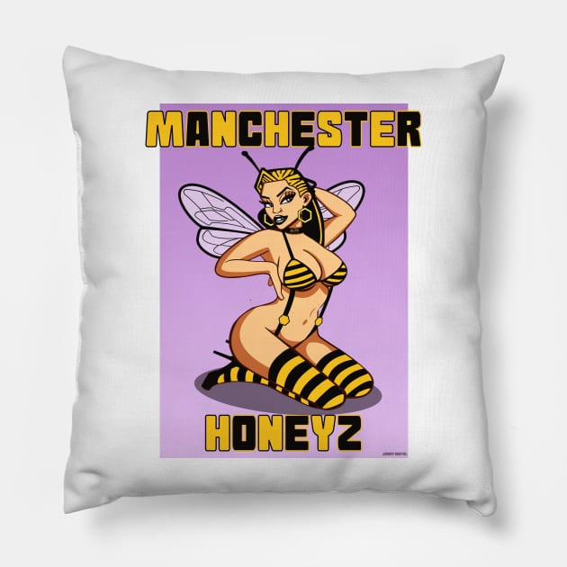 Manchester honeyz, Manchester bee, Manchester girl Pillow by jimmy-digital