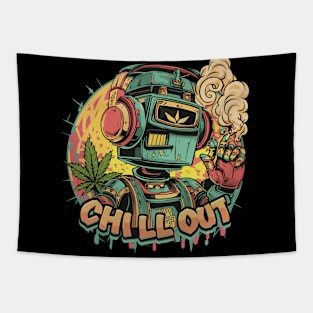 Cyber Beats: Stylish Hip-Hop Robot Tapestry