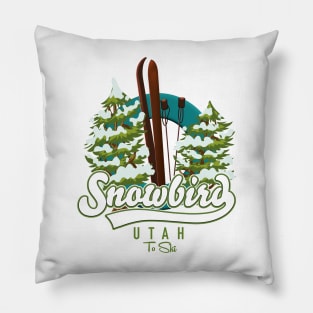 Snowbird Utah To Ski logo Pillow