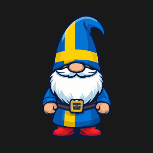 Swedish Tomte Gnome Wearing Sweden Flag Nordic Folklore T-Shirt