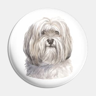 White Havanese Watercolor Art Pin