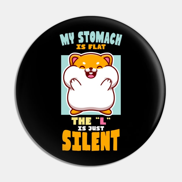 Flat Stomach Cute Hamster Pin by crimsonshirt