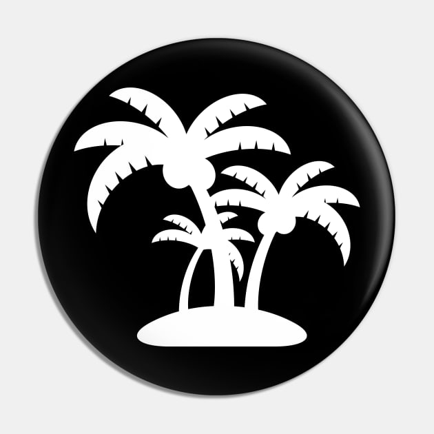 White Coconut Tree Summer Tropic Design on Black Pin by Syressence
