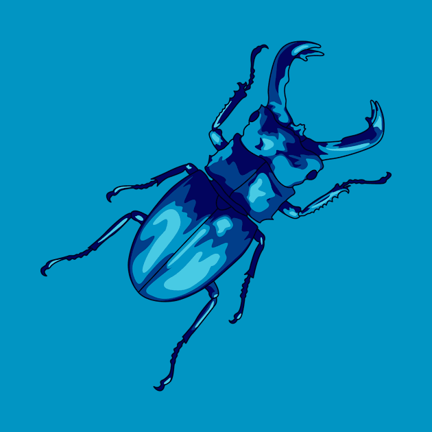 Colorful blue stag beetle illustration by Drumsartco