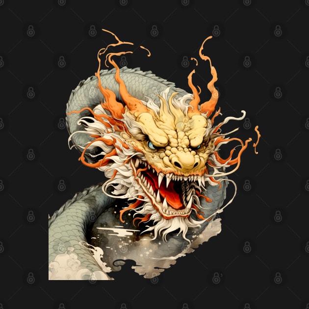 Chinese Dragon: Chinese New Year, Year of the Dragon on a dark (Knocked Out) background by Puff Sumo