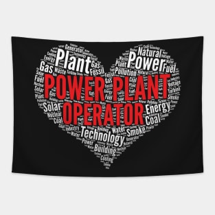 Power plant operator Heart Shape Word Cloud Design design Tapestry