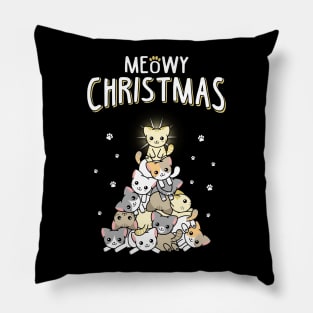 Meowy Christmas Funny Christmas Sweater Pillow