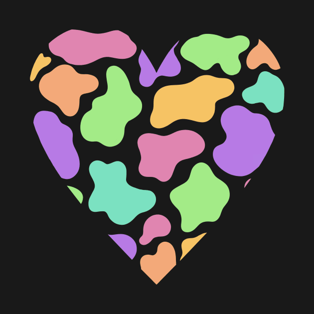 Cow Print Rainbow Heart Design by jillell