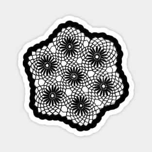 White Floral Lace Crochet Doily Magnet