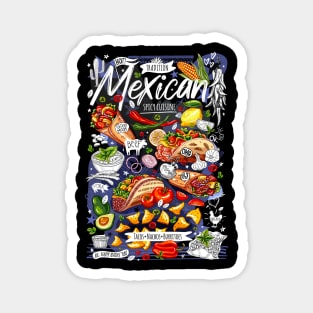 Food poster, food, Mexican, nachos, burritos, tacos, snack. Magnet