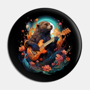 Otter Playing Guitar Pin