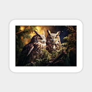 Owl Animal Bird Wildlife Wilderness Colorful Realistic Illustration Magnet