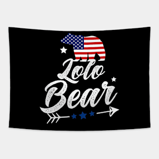 Lolo Bear Patriotic Flag Matching 4th Of July Tapestry