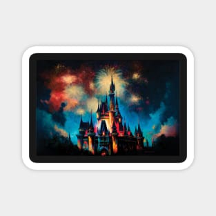 Fantasy Castle and Fireworks Wall Art Magnet