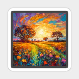 Tree and summer floral fields 1 Magnet