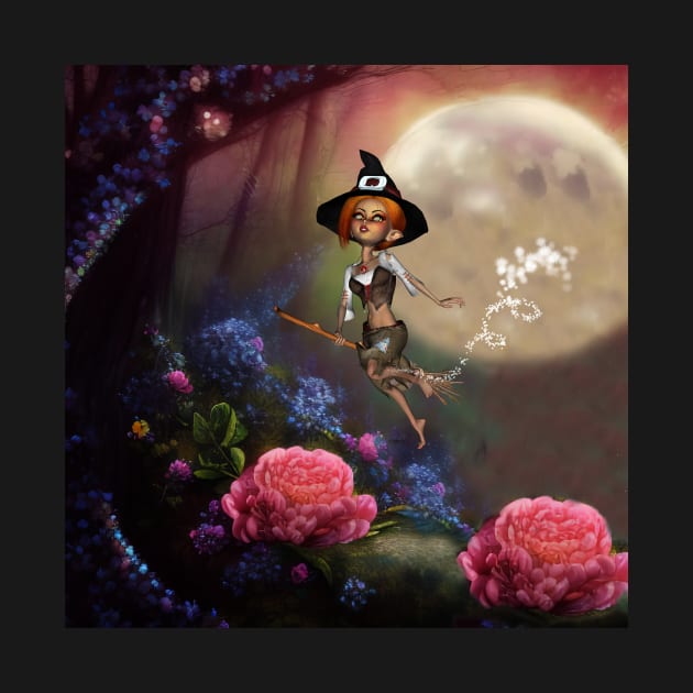 Cute little witch flying with a broom by Nicky2342