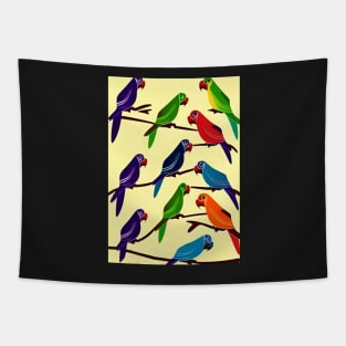 CUTE POSTER STYLE PARROTS Tapestry