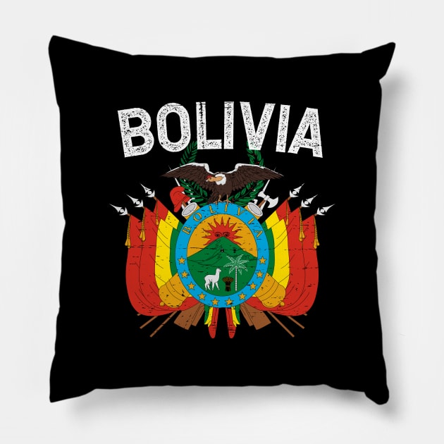 Bolivia - Coat of arms - white letters Pillow by verde