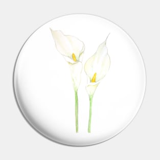 2 white calla lily watercolor Pin