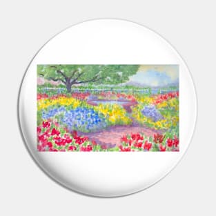 Prescott Park Gardens Portsmouth NH Watercolor Painting Pin