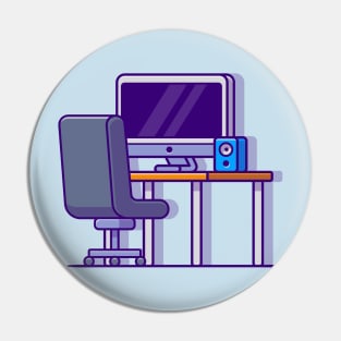 Workspace Cartoon Illustration Pin