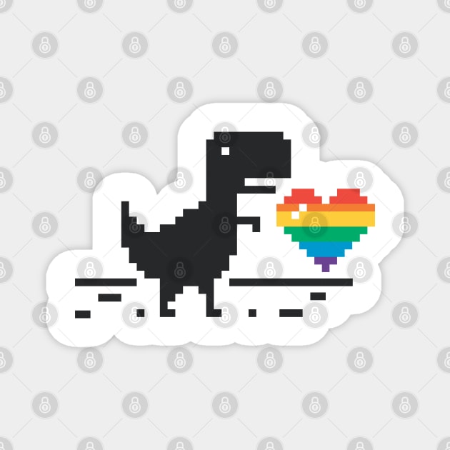 DINOSAURS NO CONNECTION PRIDE PIXEL ART LGBT IN LOVE Magnet by revolutionlove