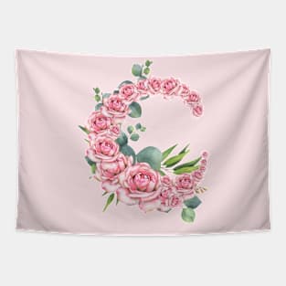 C of Roses Initial Pretty Pink Roses Tapestry