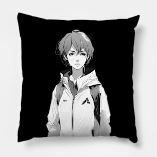 Anime Girl With Sport Jacket 01 Pillow