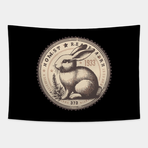 Vintage Rabbit Stamp Tapestry by Coolthings