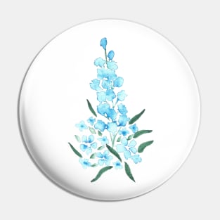 Blue Flowers, watercolor painting Pin